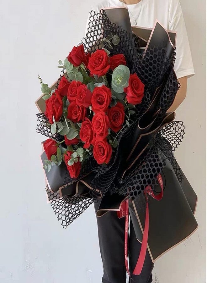 XICHEN 20 Sheets Pure color Waterproof gold edge Flower Wrapping Paper,Florist Bouquet Supplies,DIY Crafts,Gift Packaging or Gift Box Packaging, 22.8x22.8Inch(Dark night black) - Image 3